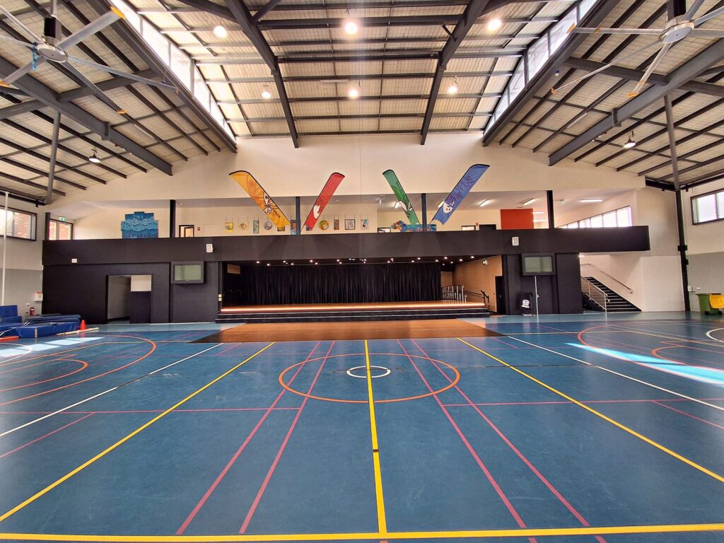 School multipurpose hall stage after renovation, Baldivis
