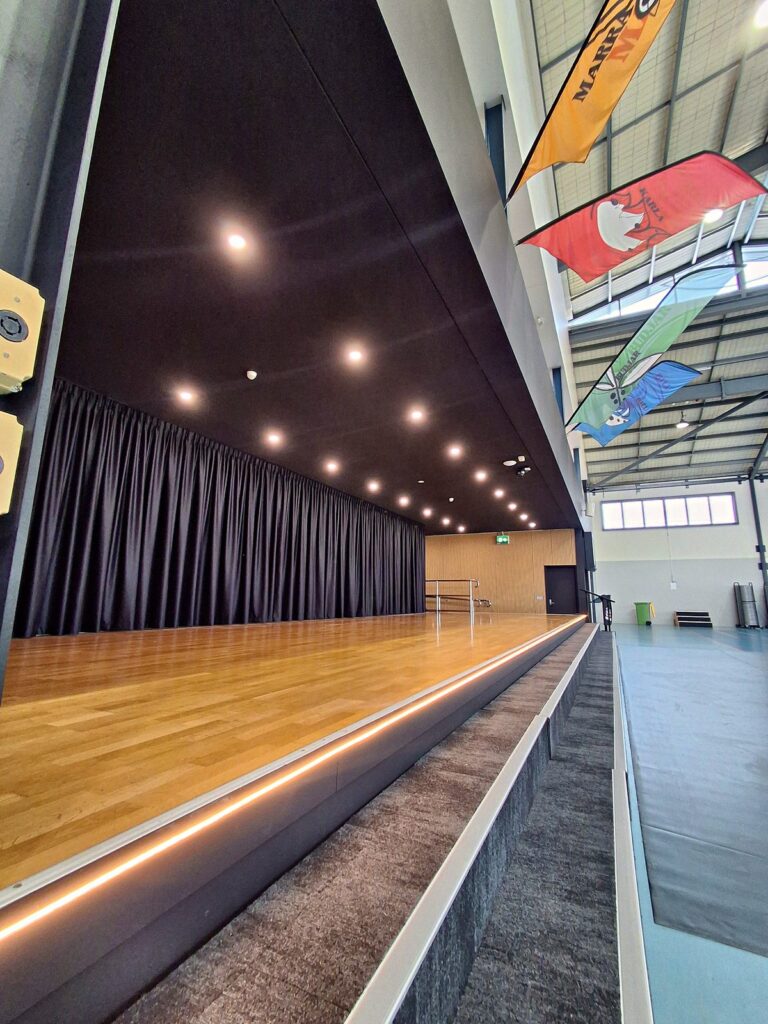 Stage edge, school hall stage after renovation, Baldivis