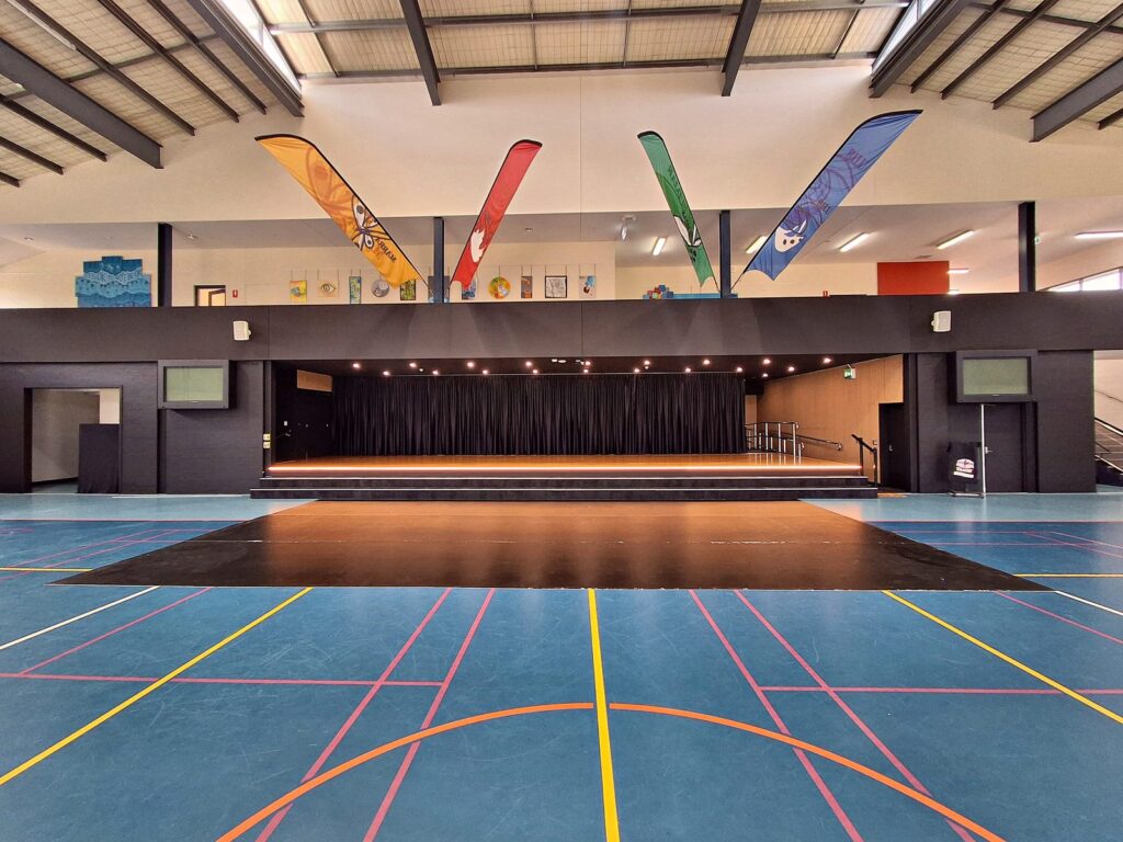 Stage front, school hall stage after renovation, Baldivis