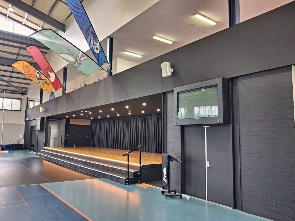 Stage right, school hall stage after renovation, Baldivis