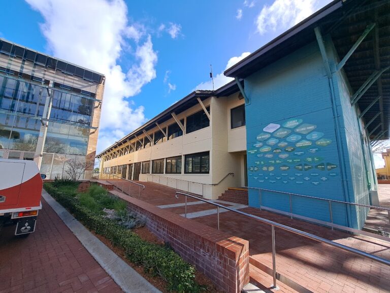 Two-storey school teaching block after exterior painting